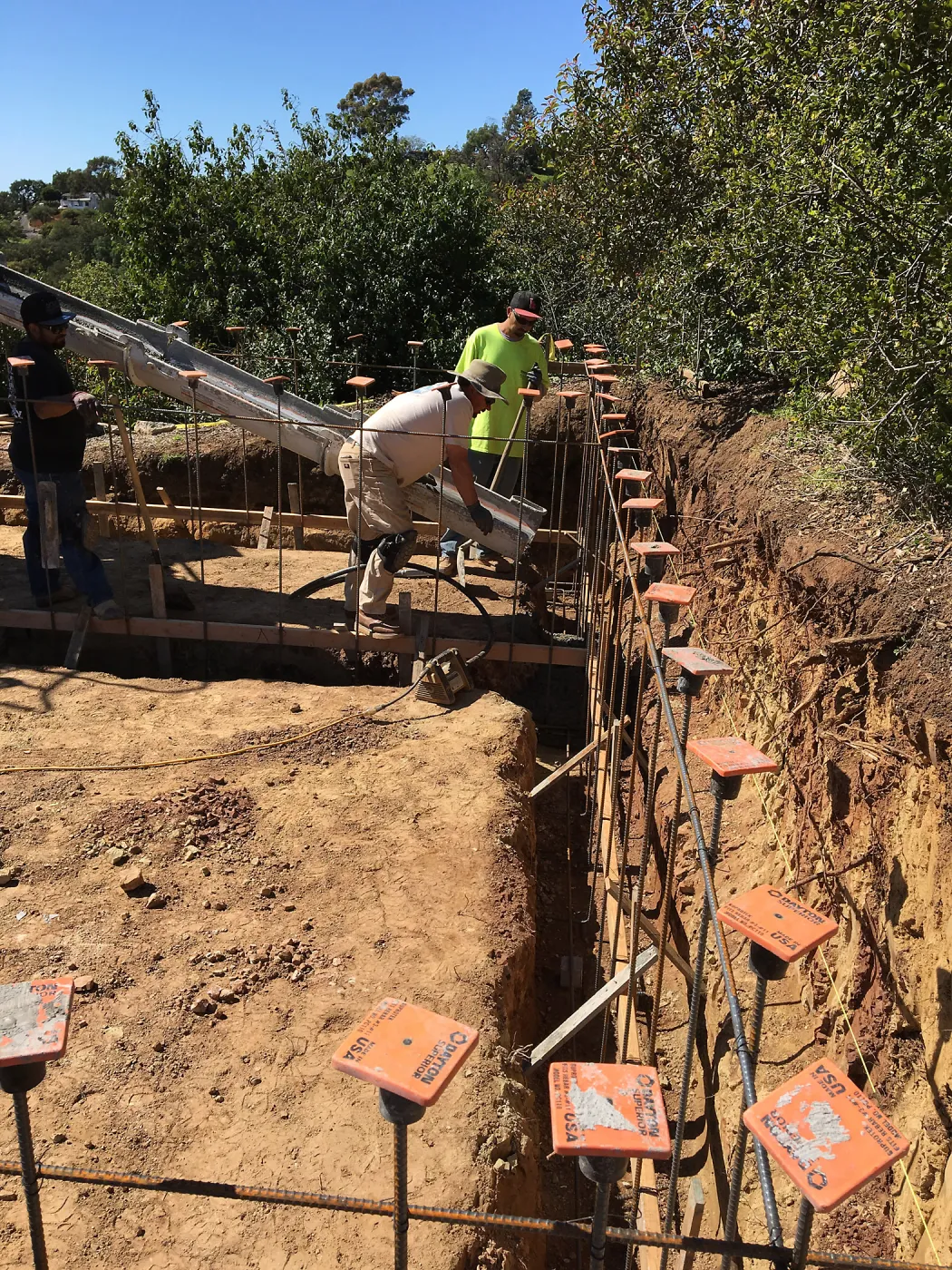 Construction of soil bins in upper parking lot