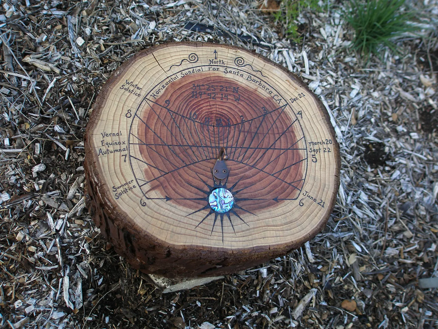 â€˜Fallen Redwood Sundial' by Brian Solar B Chandler, Art from the Ashes
