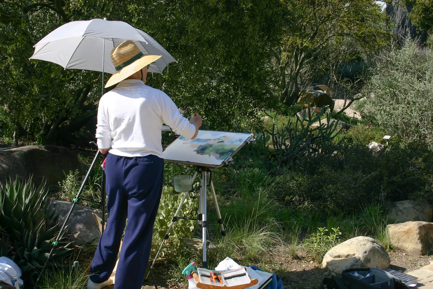 Artist painting at Pond