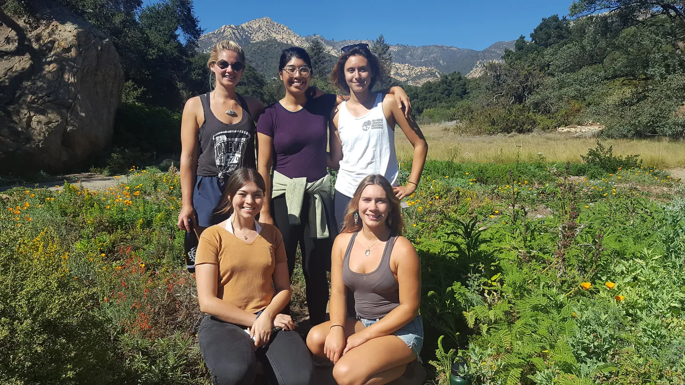 Nature Educators Rebecca Hext, Hannah Sanders, Verenice Zuniga, Sara Kovalsky, Teagan Singer Fredericksen