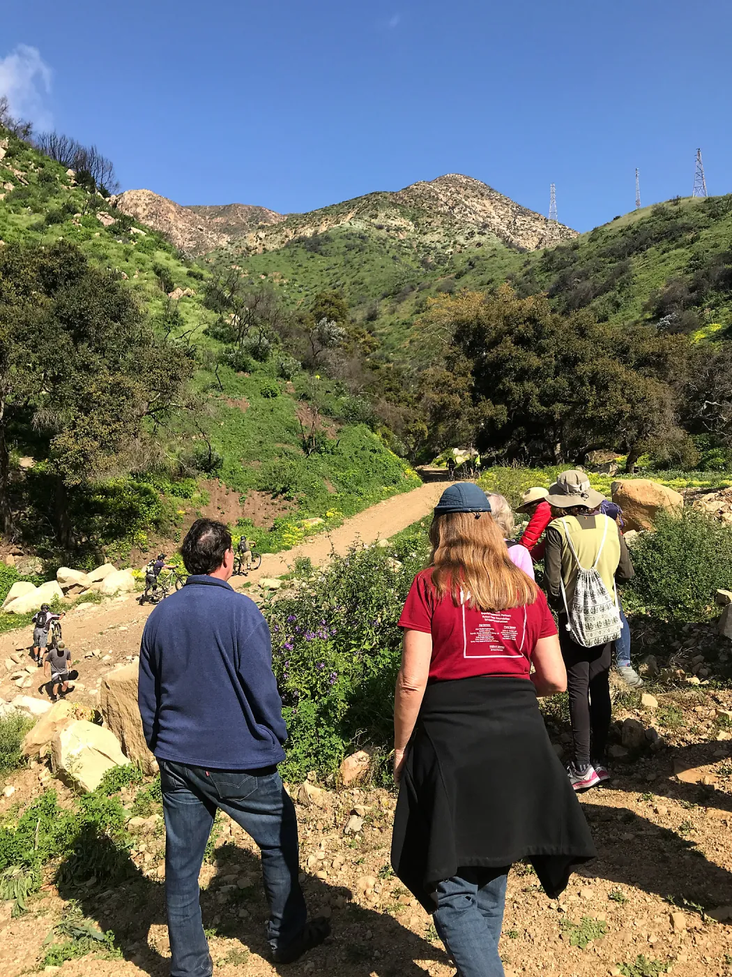 Romero Canyon day trip with Natalie Love, Creek crossing and mountain bikers