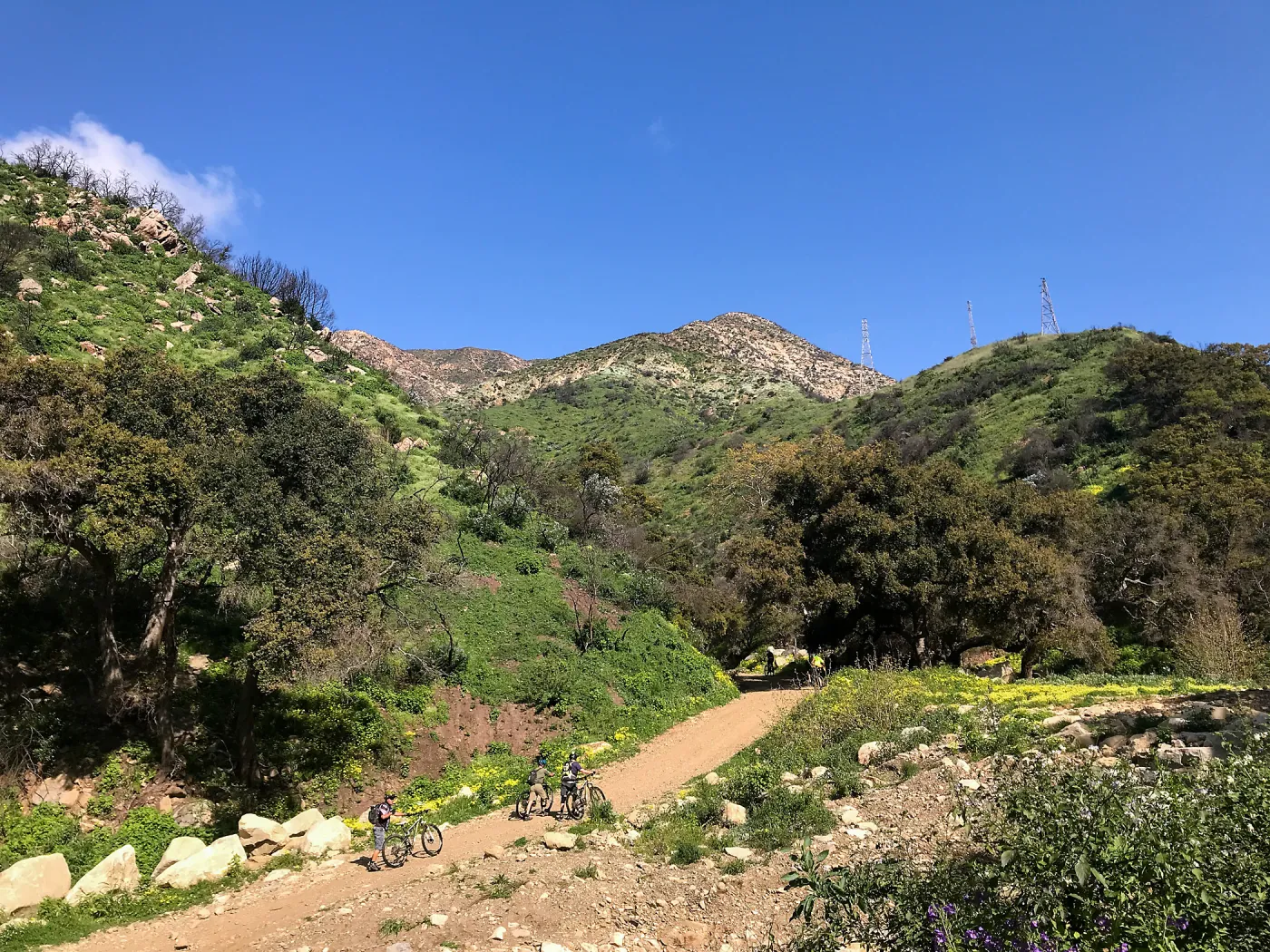 Romero Canyon day trip with Natalie Love, Creek crossing and mountain bikers