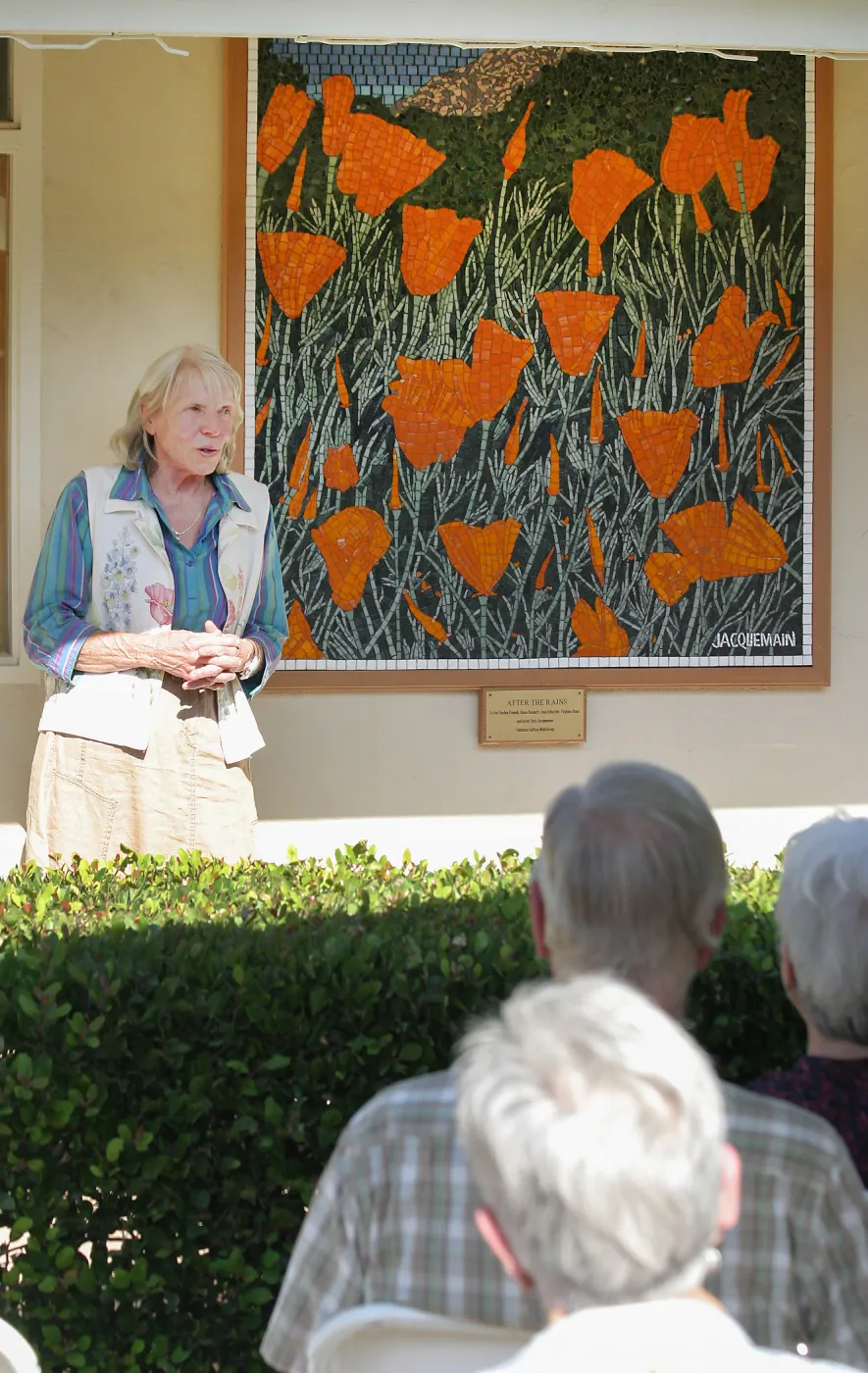 Dedication ceremony for â€œAfter the Rainsâ€ mosaic by Patti Jacquemain