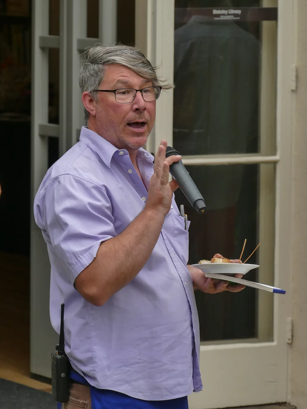 2019 Fall Plant Sale Preview Party, Bruce Reed describing exceptional plants available this year.