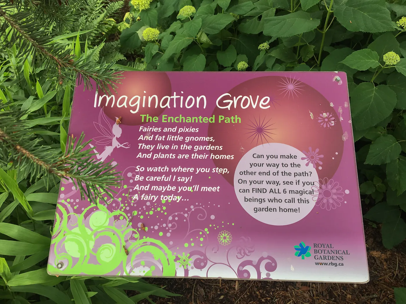 Royal Botanic Garden, Ontario, Canada, Imagination Grove signage