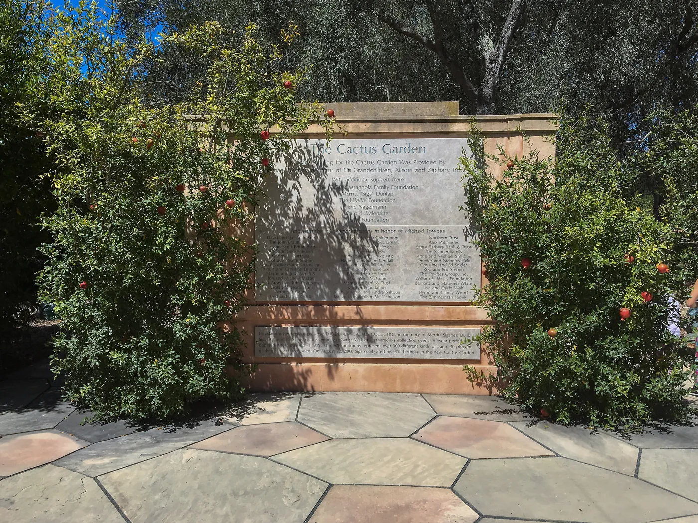 Donor wall at Lotusland