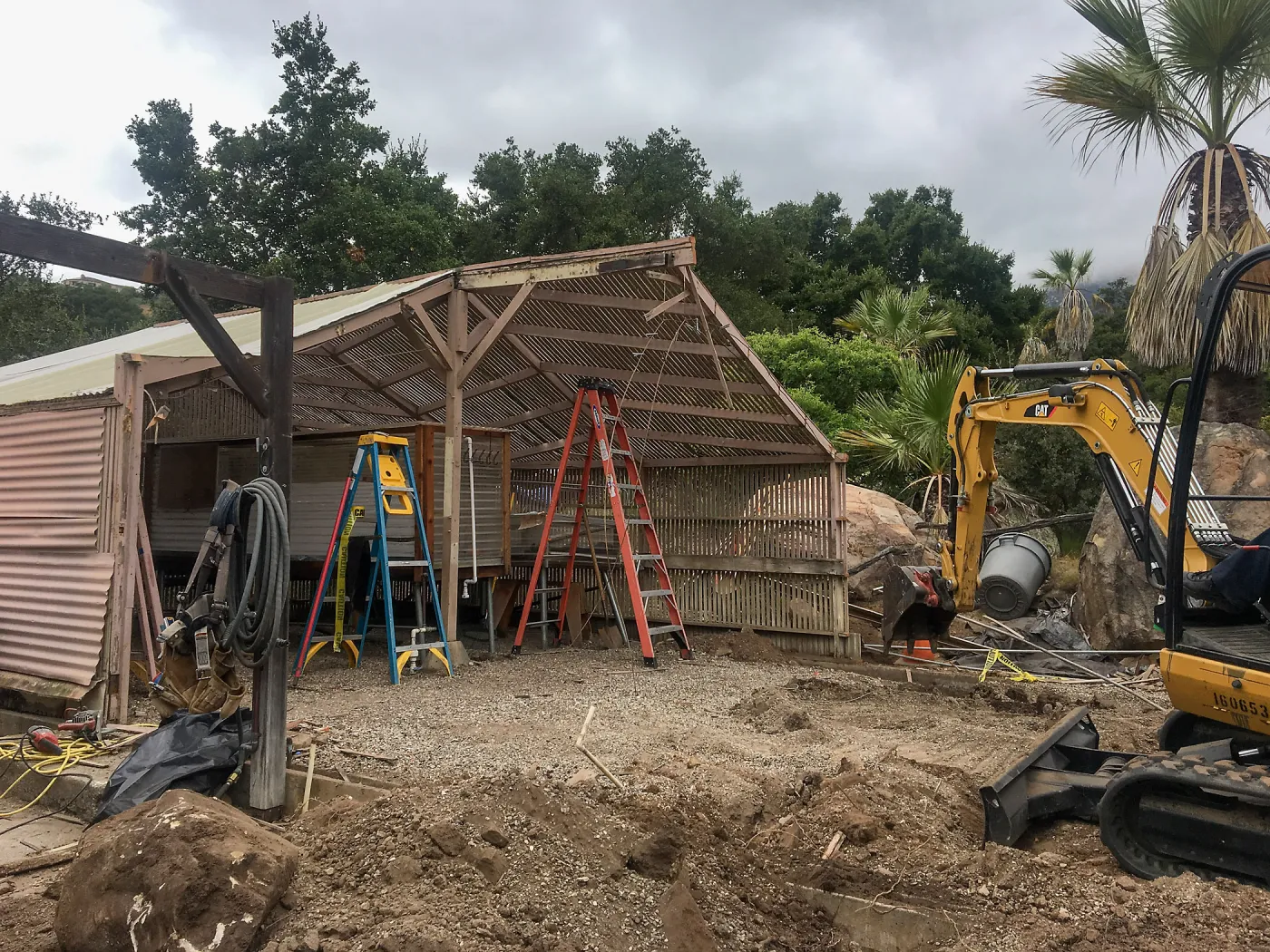 Repair of Garden Growers Lath House, looking northwest