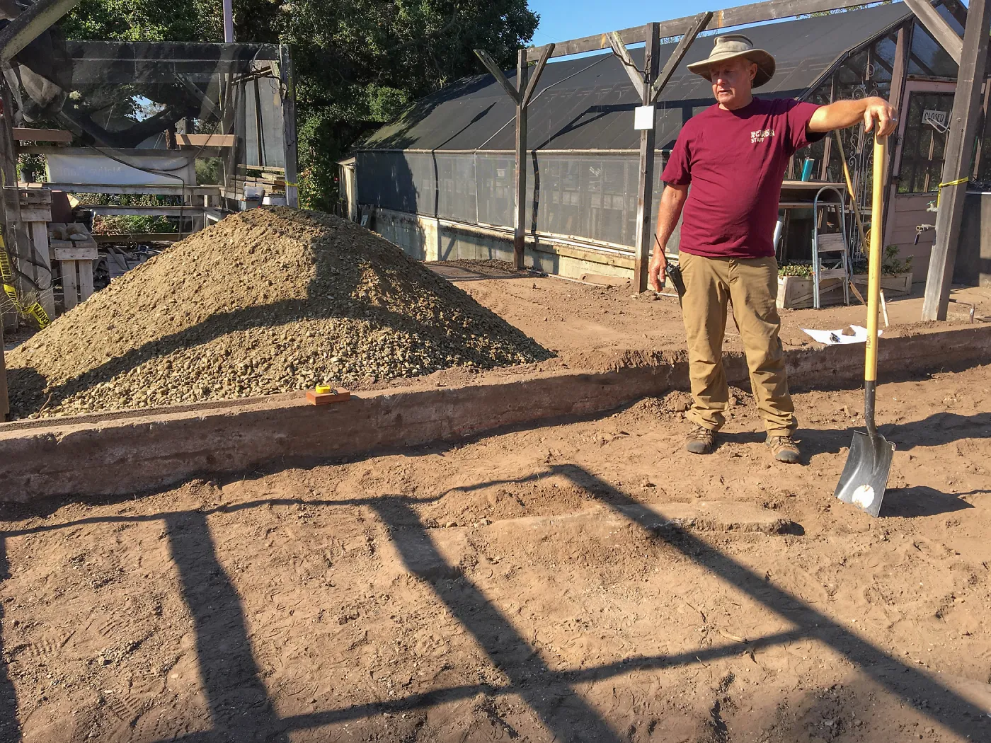 Repair of Garden Growers Lath House. Foundation of original bathrooms 