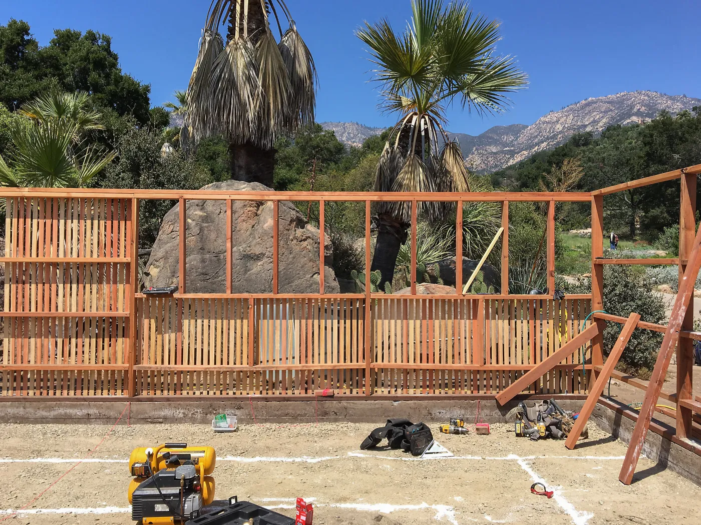 Repair of Garden Growers Lath House, looking north