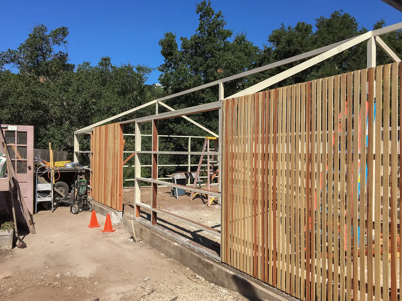 Repair of Garden Growers Lath House, looking northwest