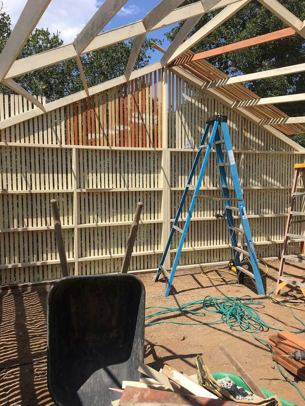 Lath house reconstruction, west wall