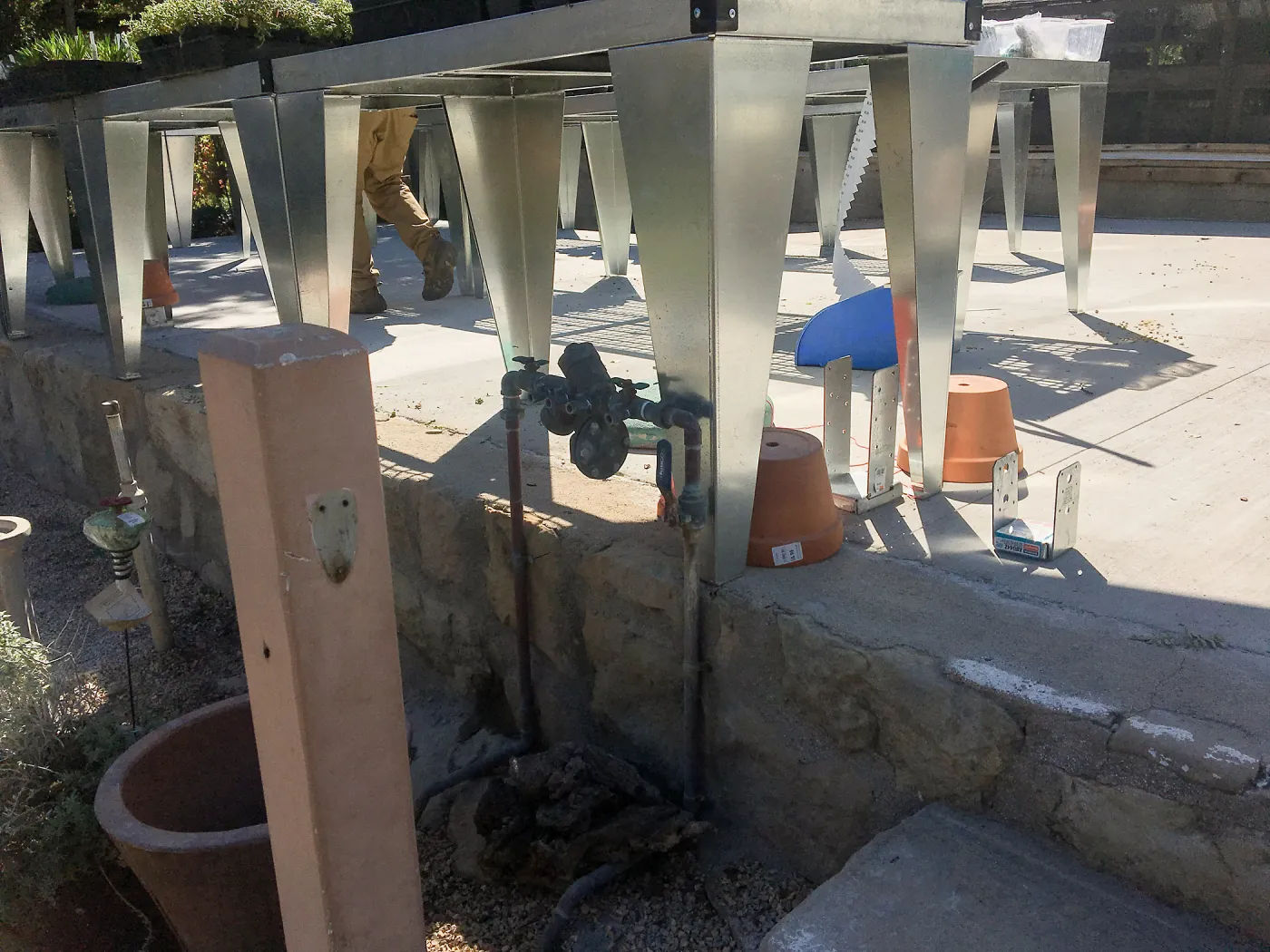 New Tables, location of gas shutoff before its relocation, Garden Growers Nursery