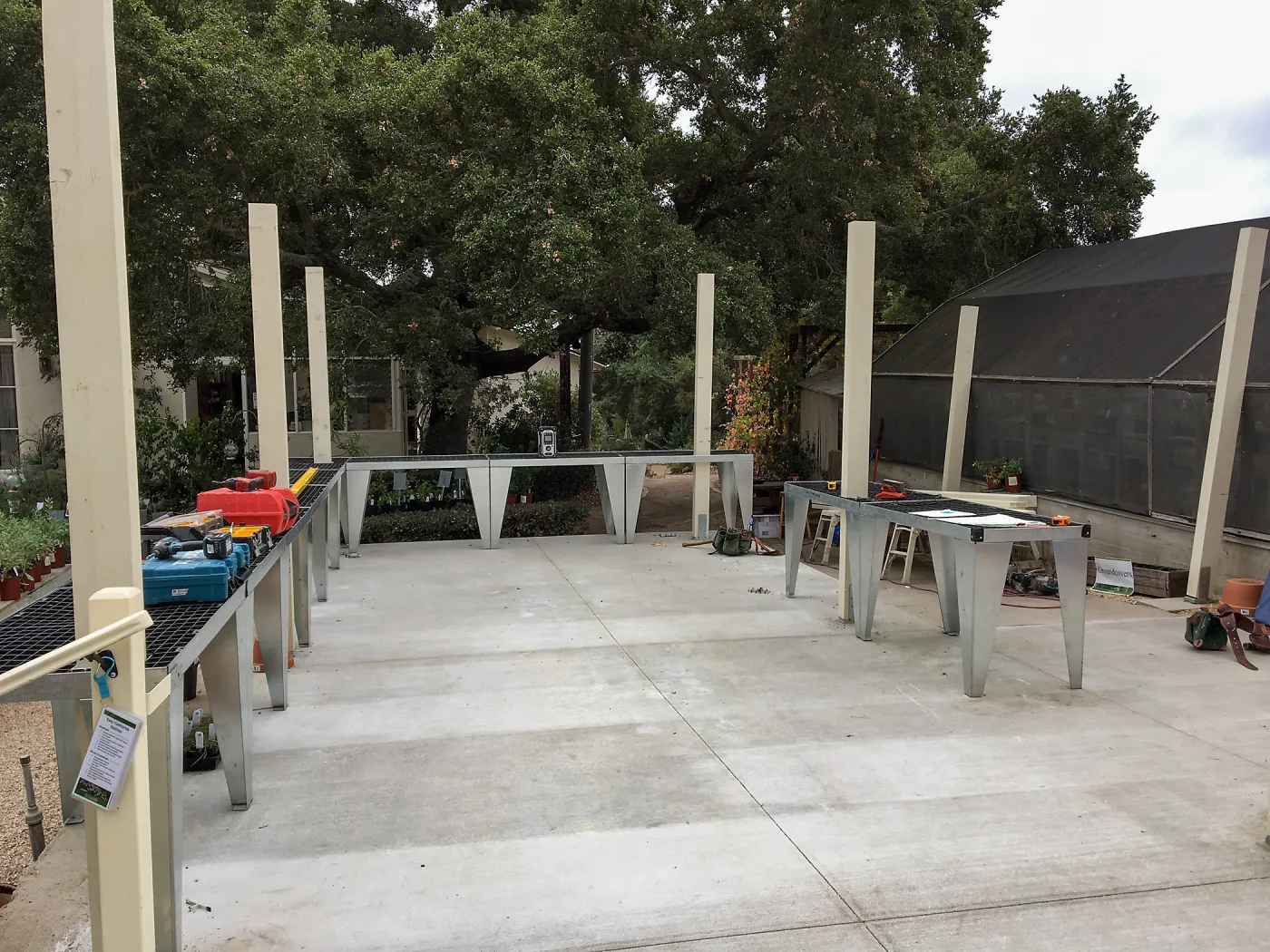 New tables, construction of new shade structure at the Garden Growers Nursery