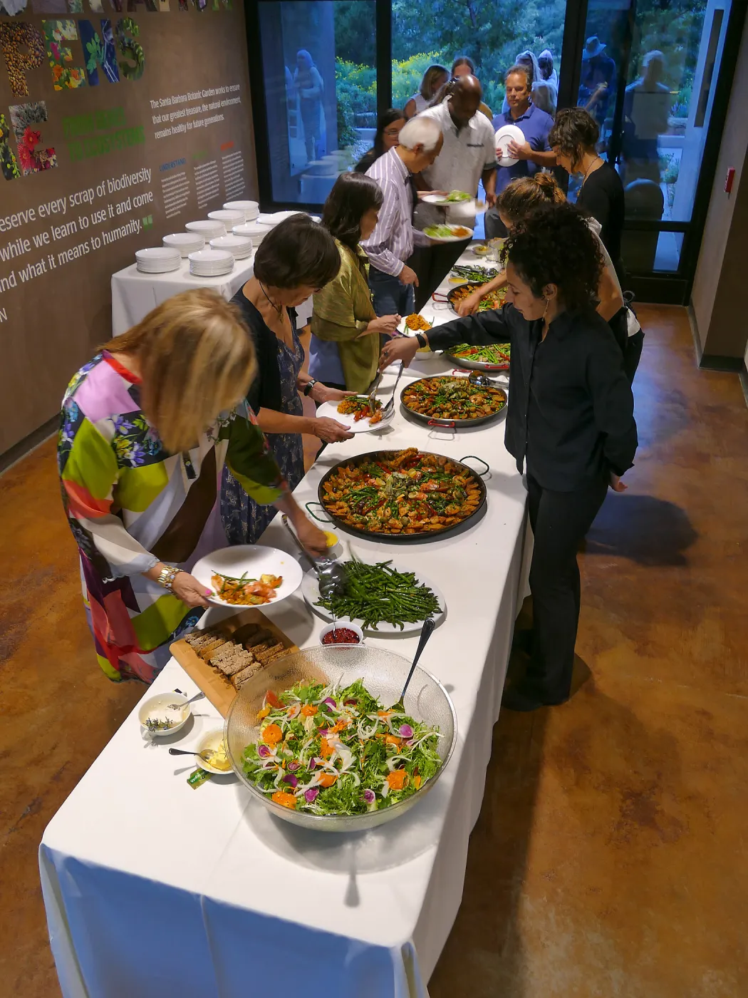 Private event buffet in the Pritzlaff Conservation Center Lobby