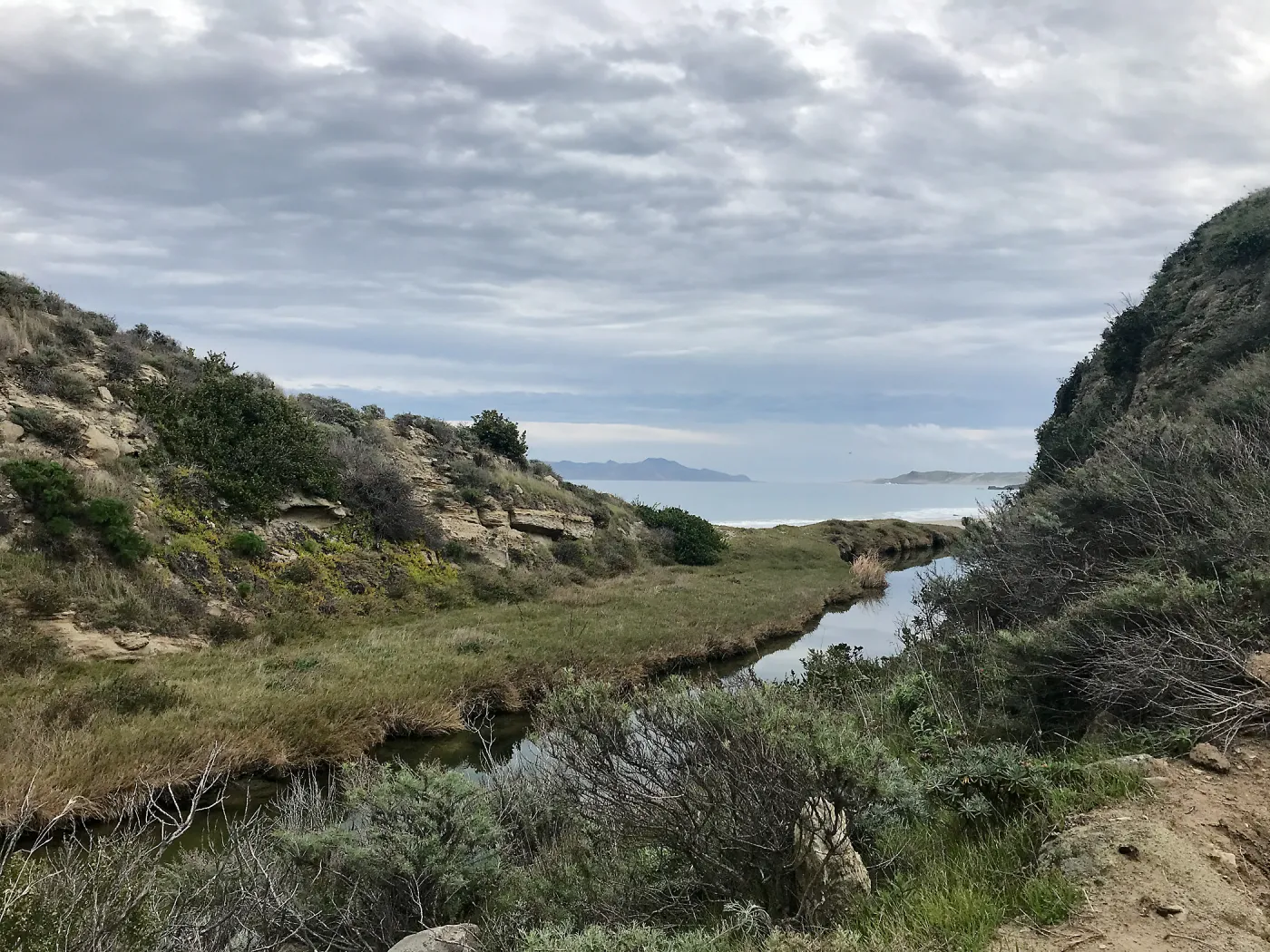View of ocean and Santa Cruz Island, Above Water Canyon