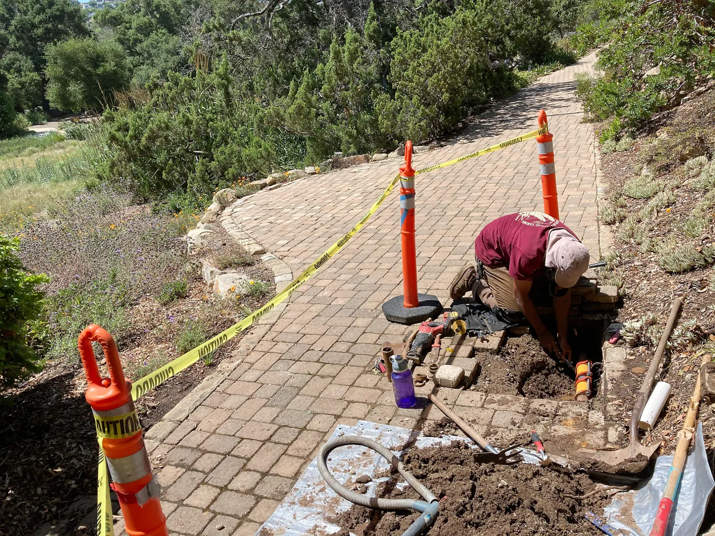 Domestic water pipe repair, east side of Meadow