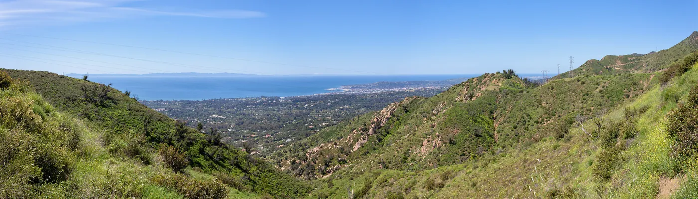 Panorama overlooking Montecito and Santa Barbara , San Ysidro Trail/Edison Catways, Santa Barbara, California, Thomas Fire Survey - Mapping Recovery project