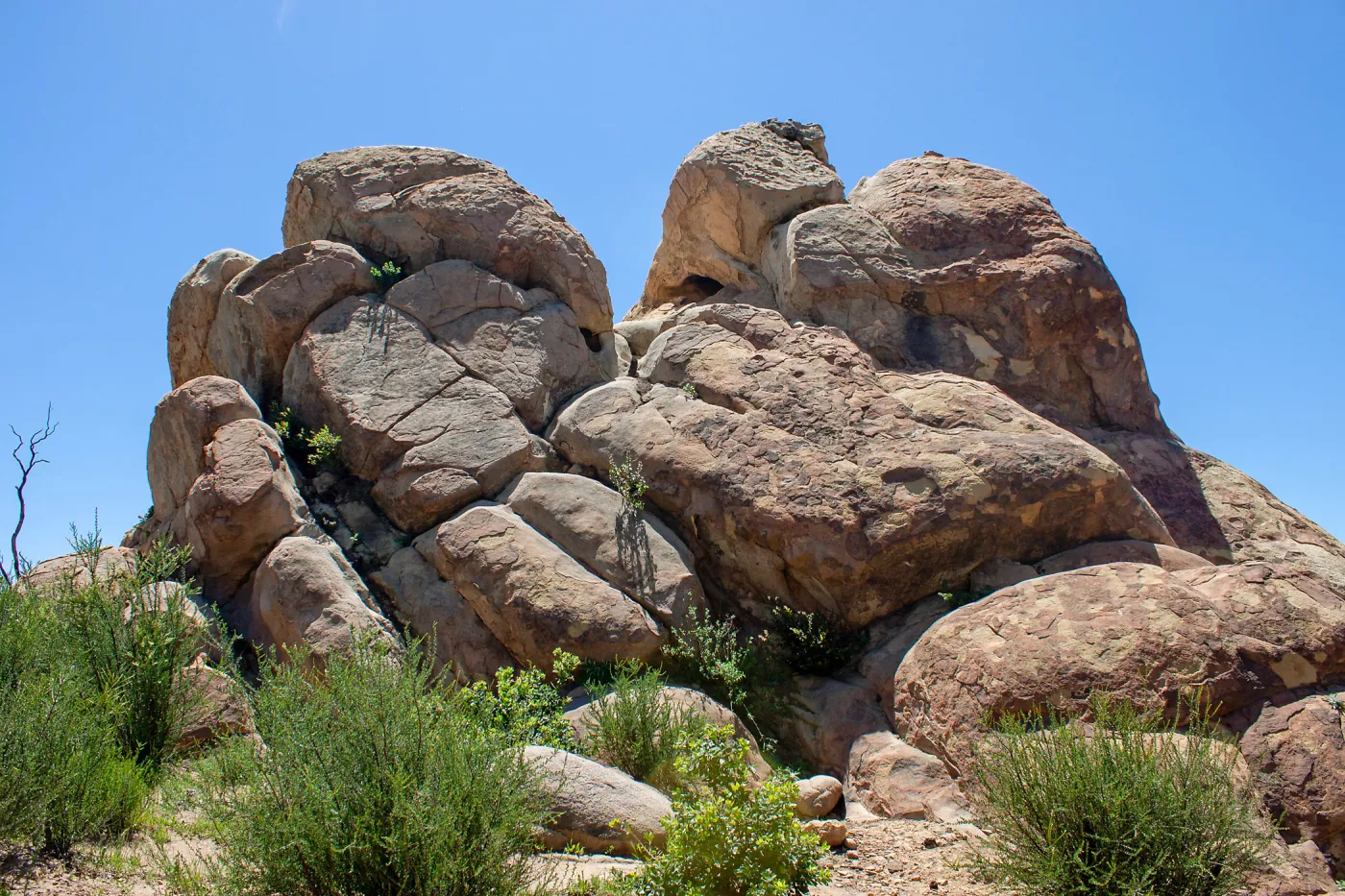 Large rock outcrop along Saddle Rock trail, Saddlerock Trail, Santa Barbara, California, Thomas Fire Survey - Mapping Recovery project