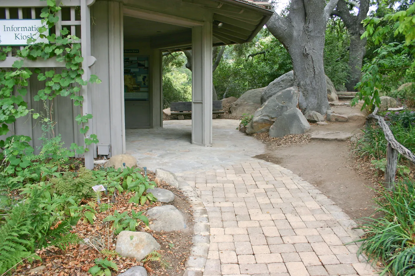 New stone paving at the Information Kiosk