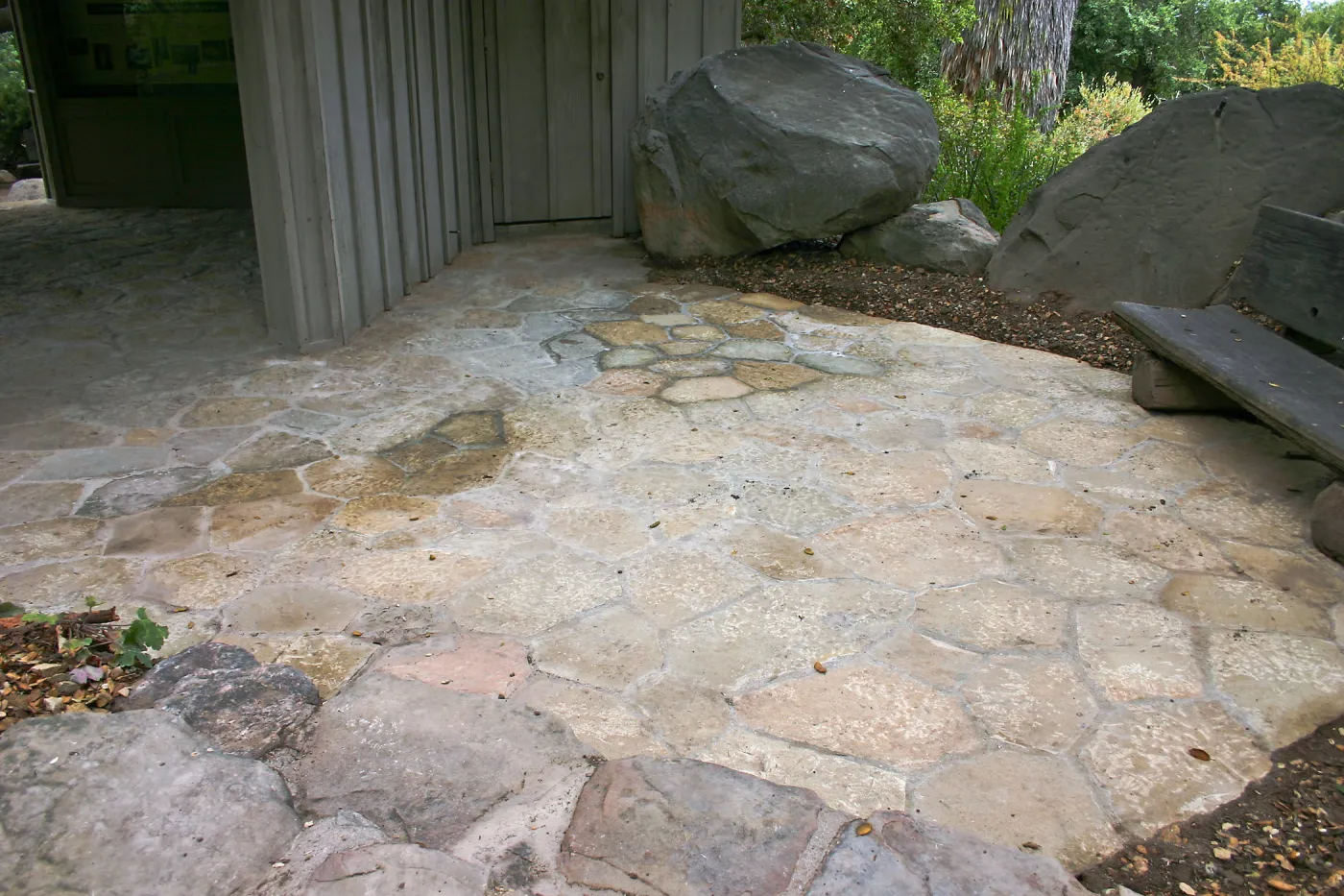 New stone paving at the Information Kiosk