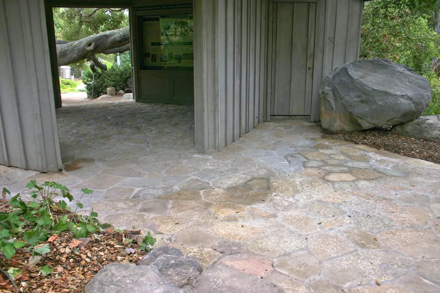 New stone paving at the Information Kiosk