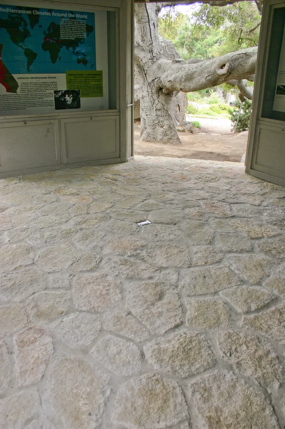 New stone paving at the Information Kiosk