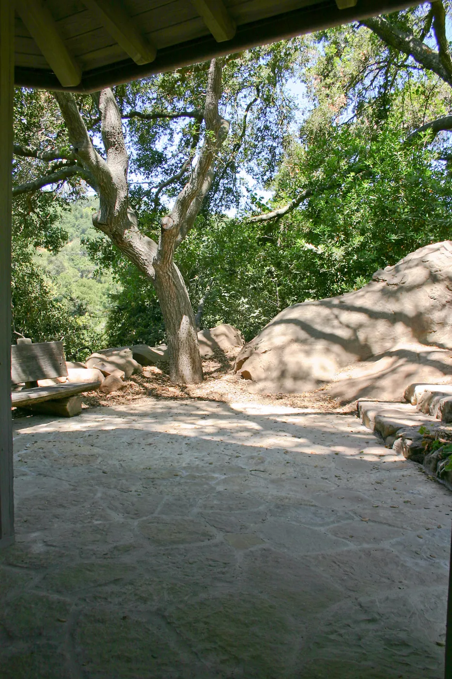 View out of the northwest entrance of the Information Kiosk