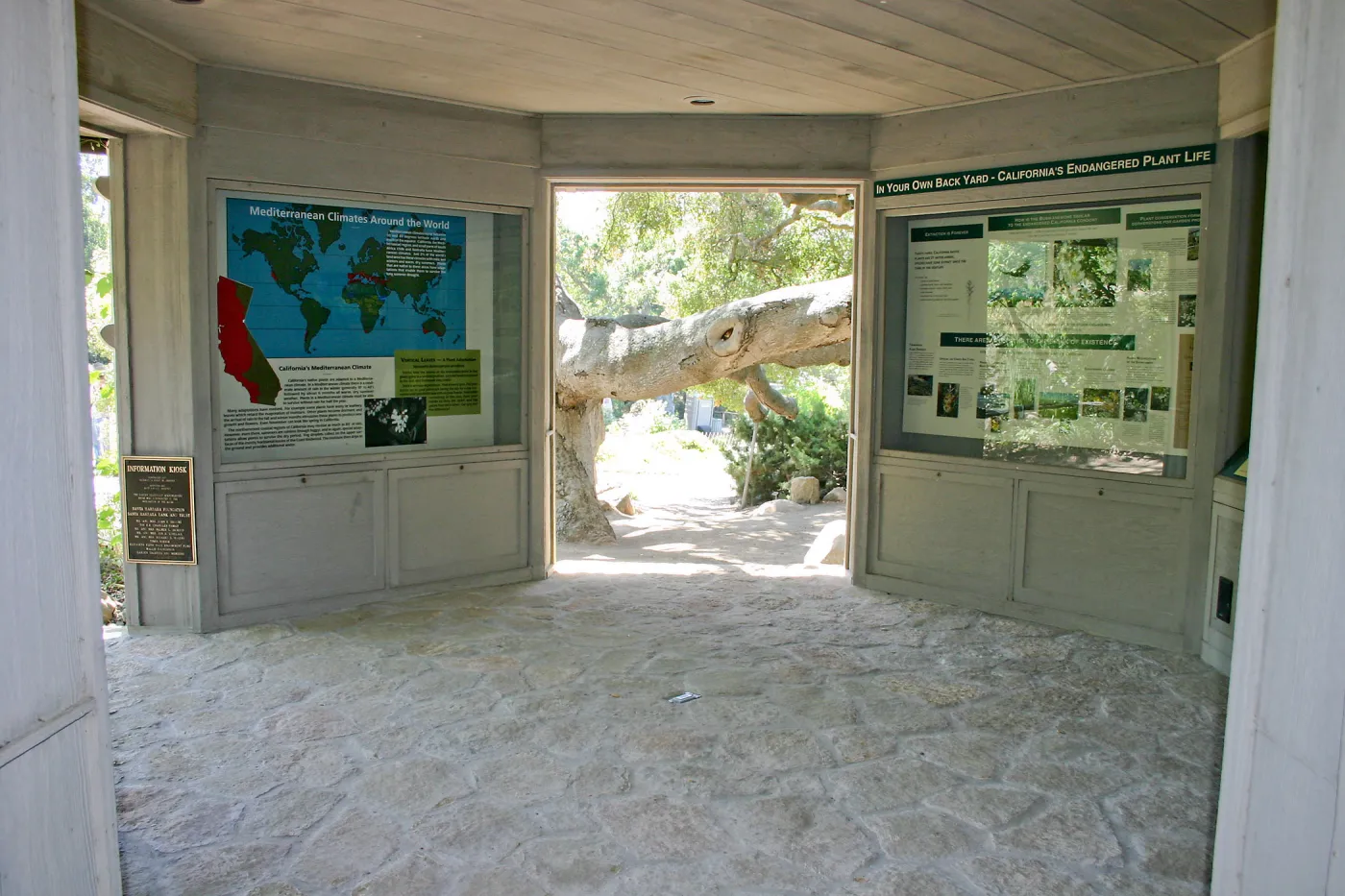 View through north west entrance of the Information Kiosk