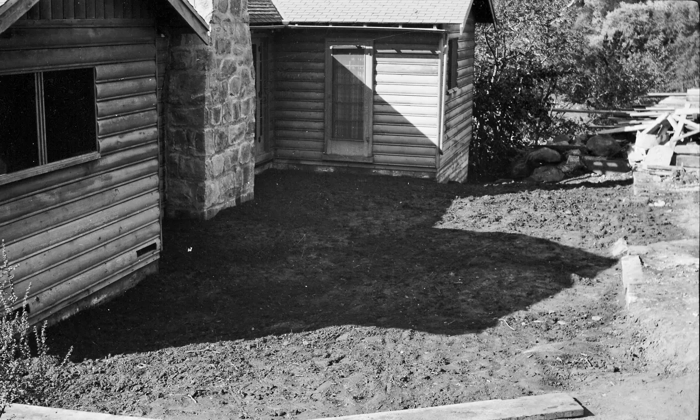 Cottage after being moved to new location south of Blaksley Library