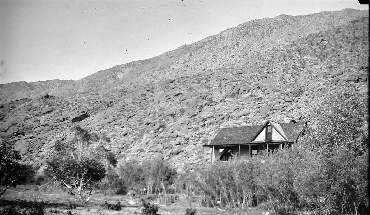 Palm Springs, wood frame house near hill