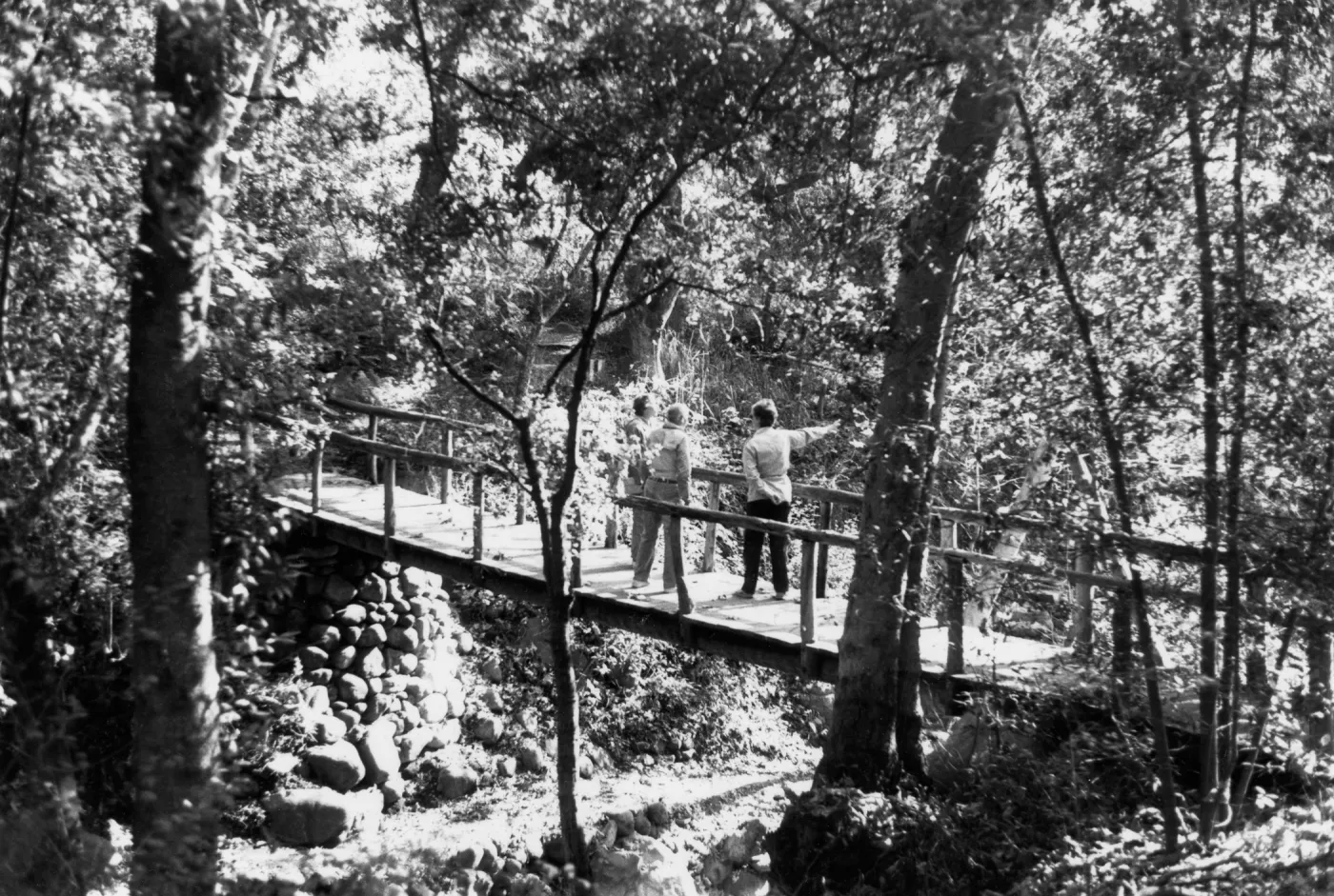 Visitors on Campbell Bridge, Mission Creek