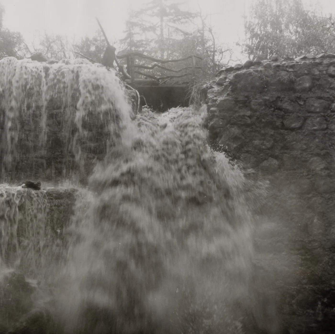 Mission Creek flooding over the Mission Dam, Spring 1969
