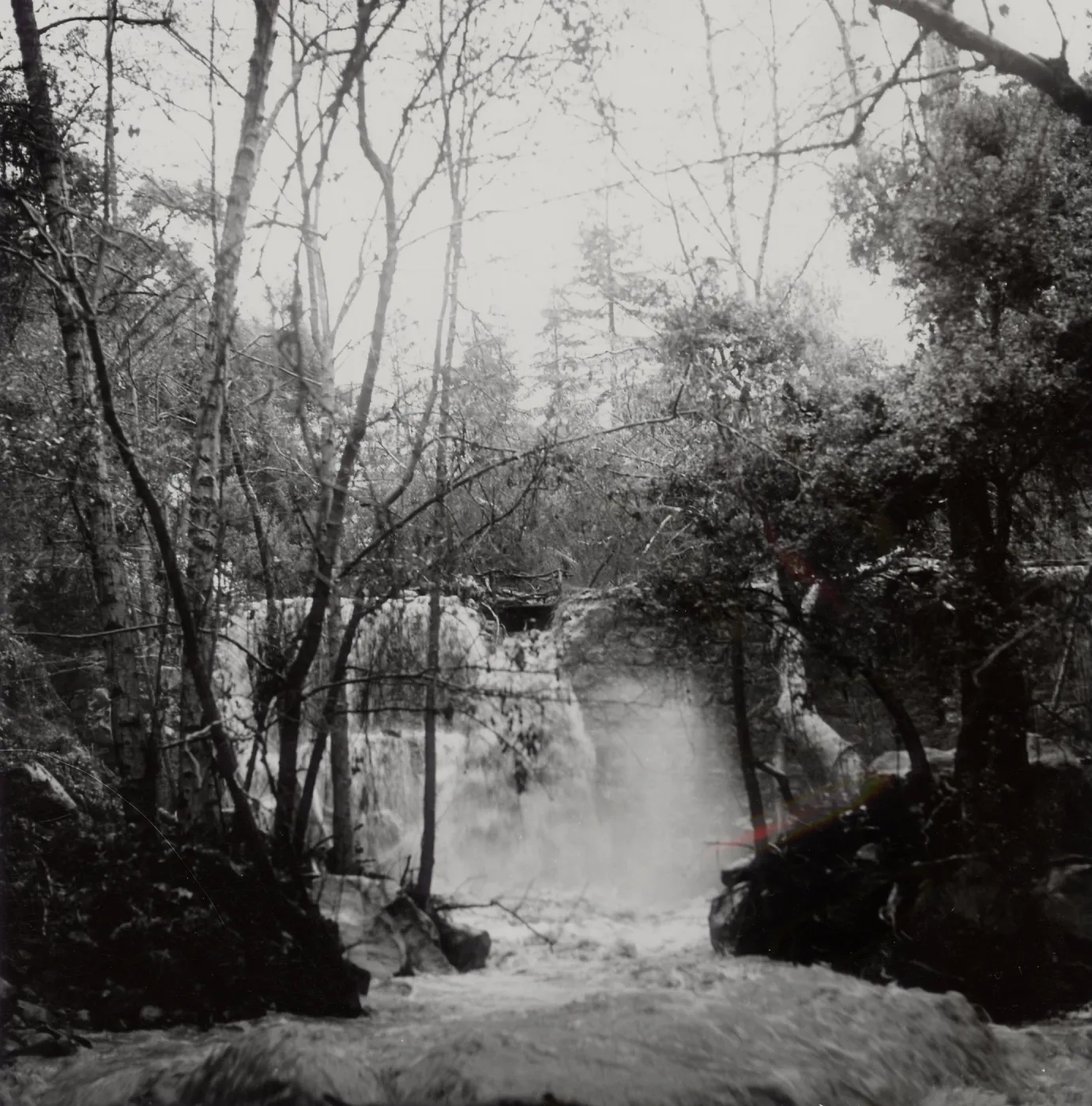 Mission Creek flooding over the Mission Dam, Spring 1969