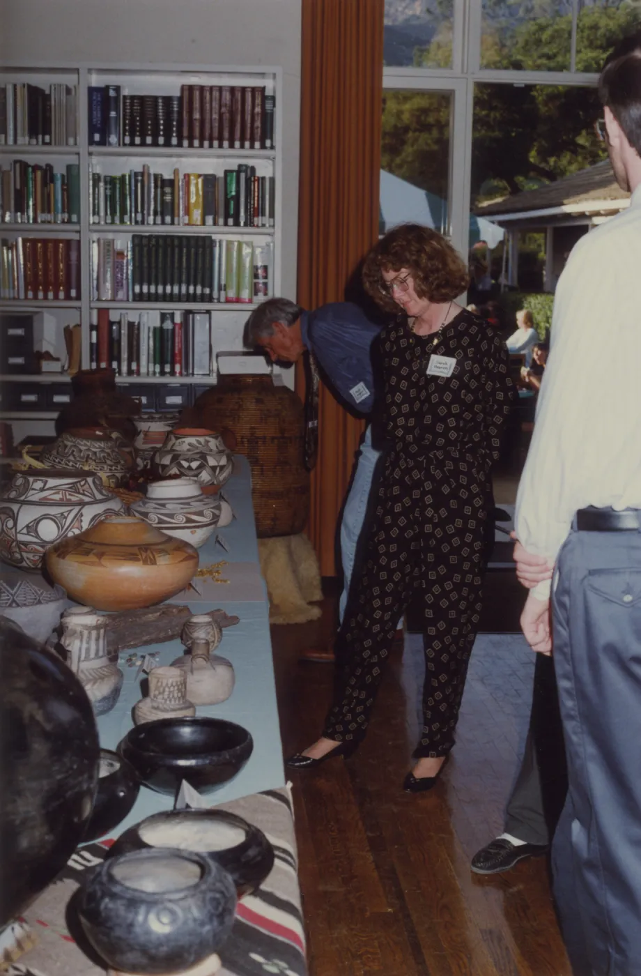 Display in Blaksley Library of Chumash pottery, Blaksley Library's 50th Anniversary Celebration