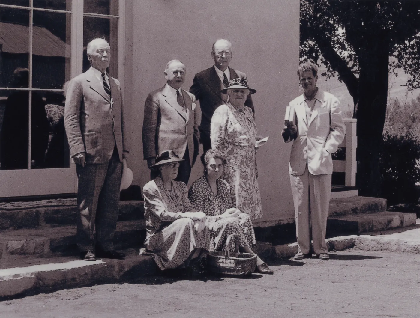 Board of Trustees in front of Blaksley Library, 1942