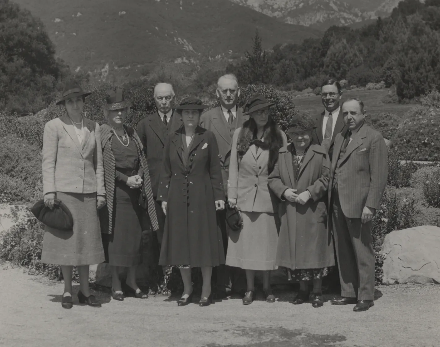 Board of Trustees in front of meadow, circa 1940s