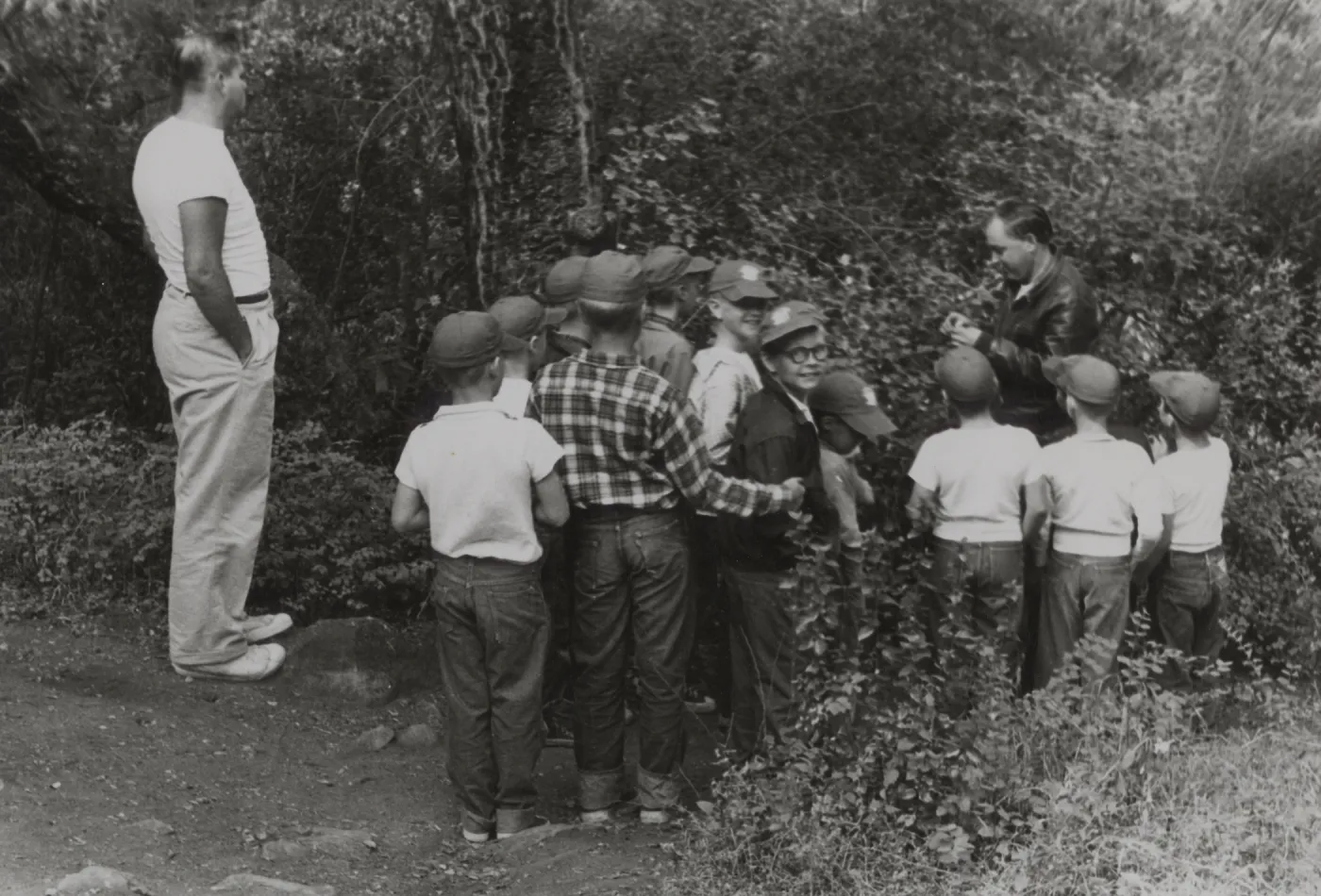 Summer camp tour of the Garden 1955, led by Jose Torres