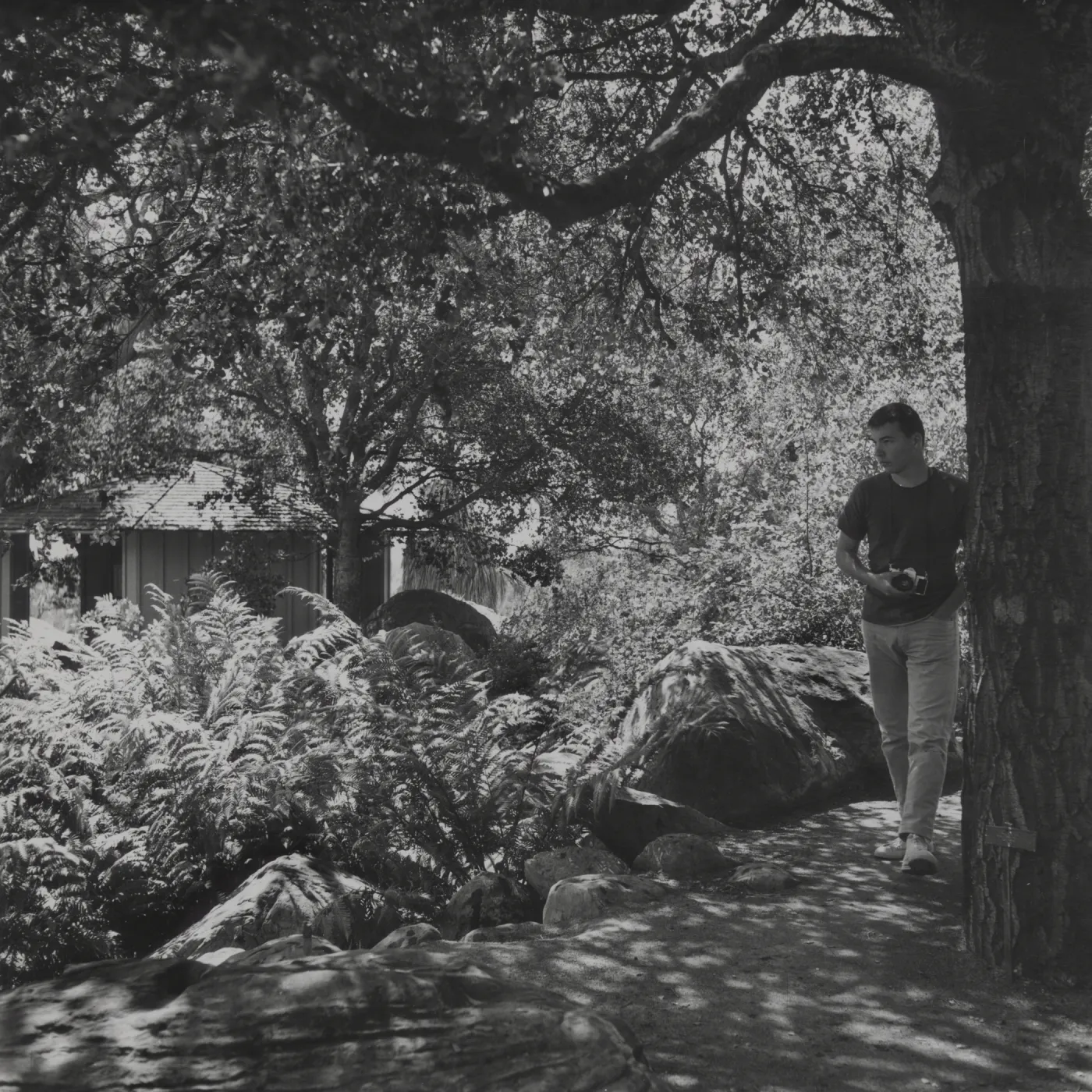 visitor with camera in the Garden