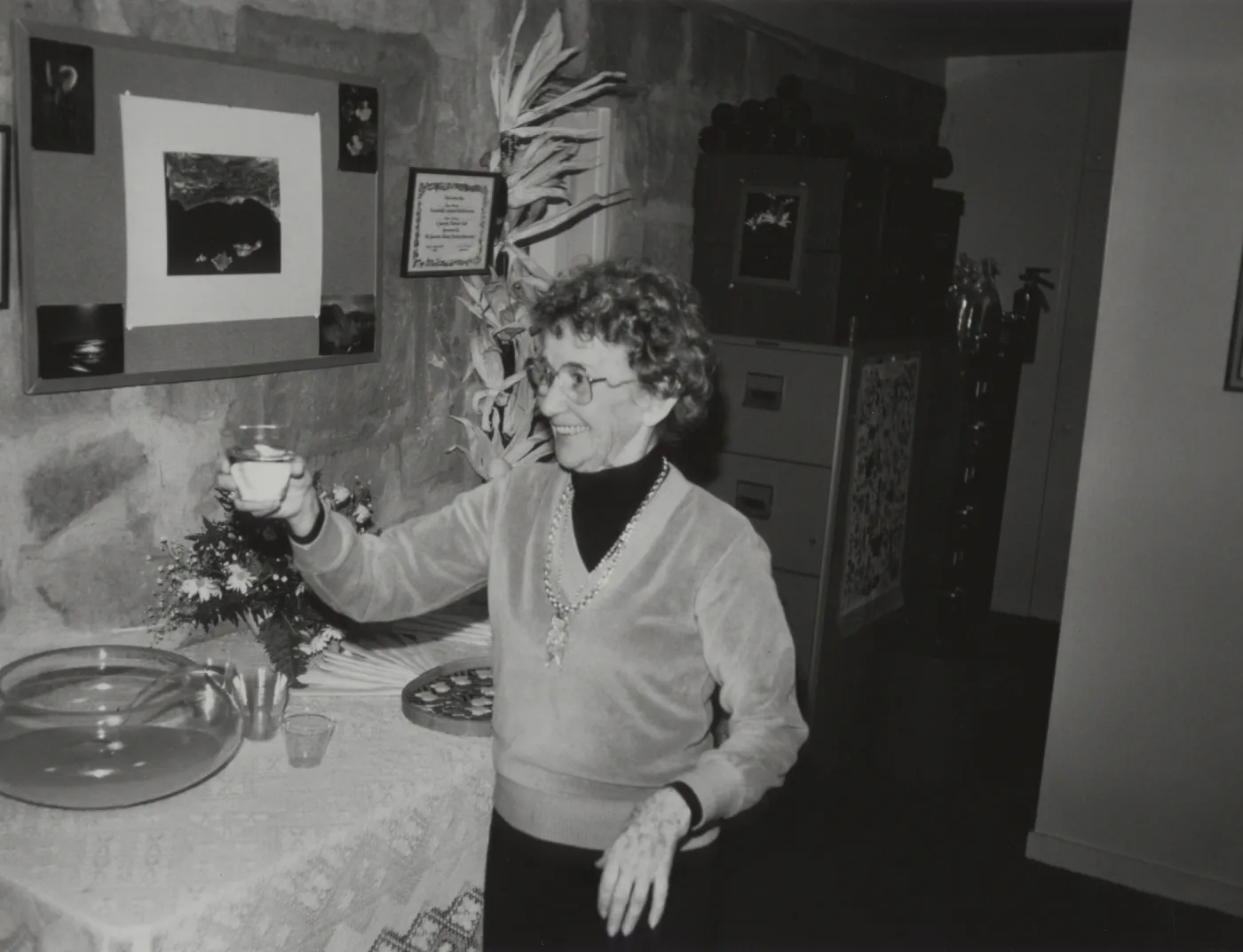 Woman Toasting at Muller Reading Room Opening
