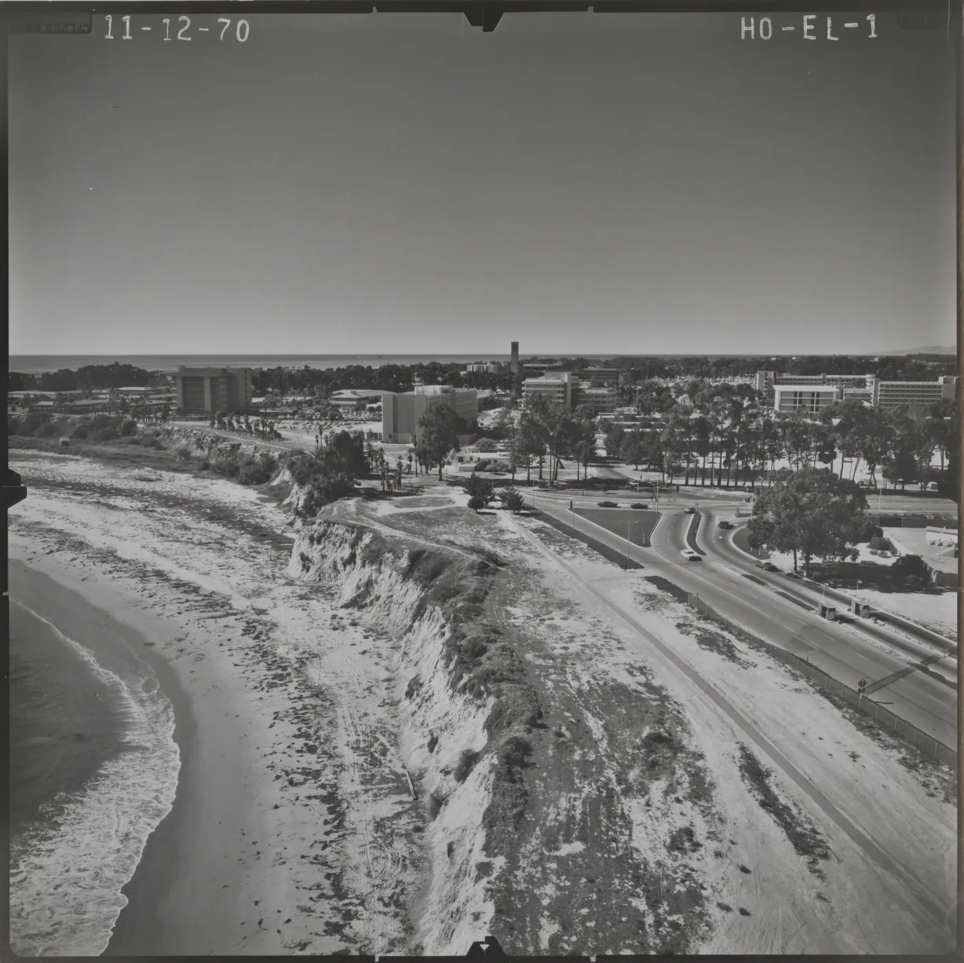 UCSB in 1970, aerial photo taken from east entrance