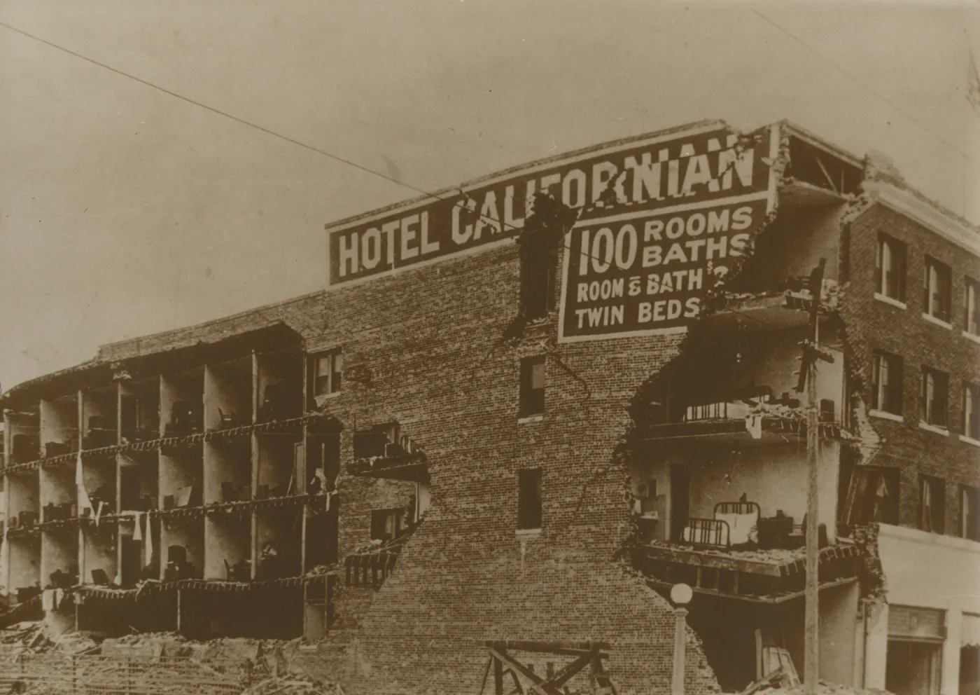 Hotel Californian, Santa Barbara, after 1925 earthquake