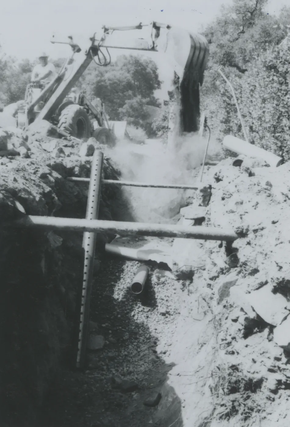 Leach line construction in Courtyard