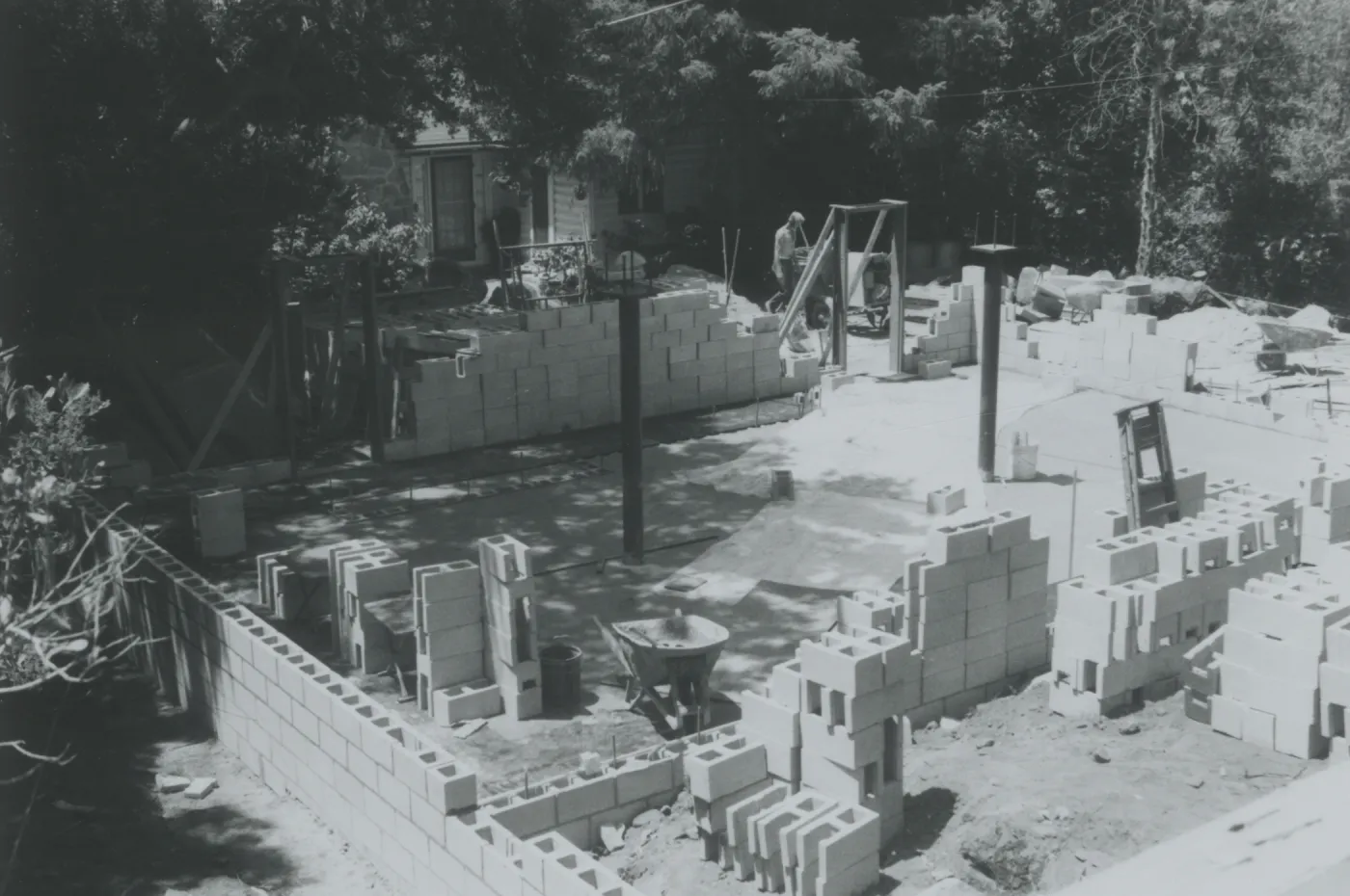 Herbarium construction looking south to cottage