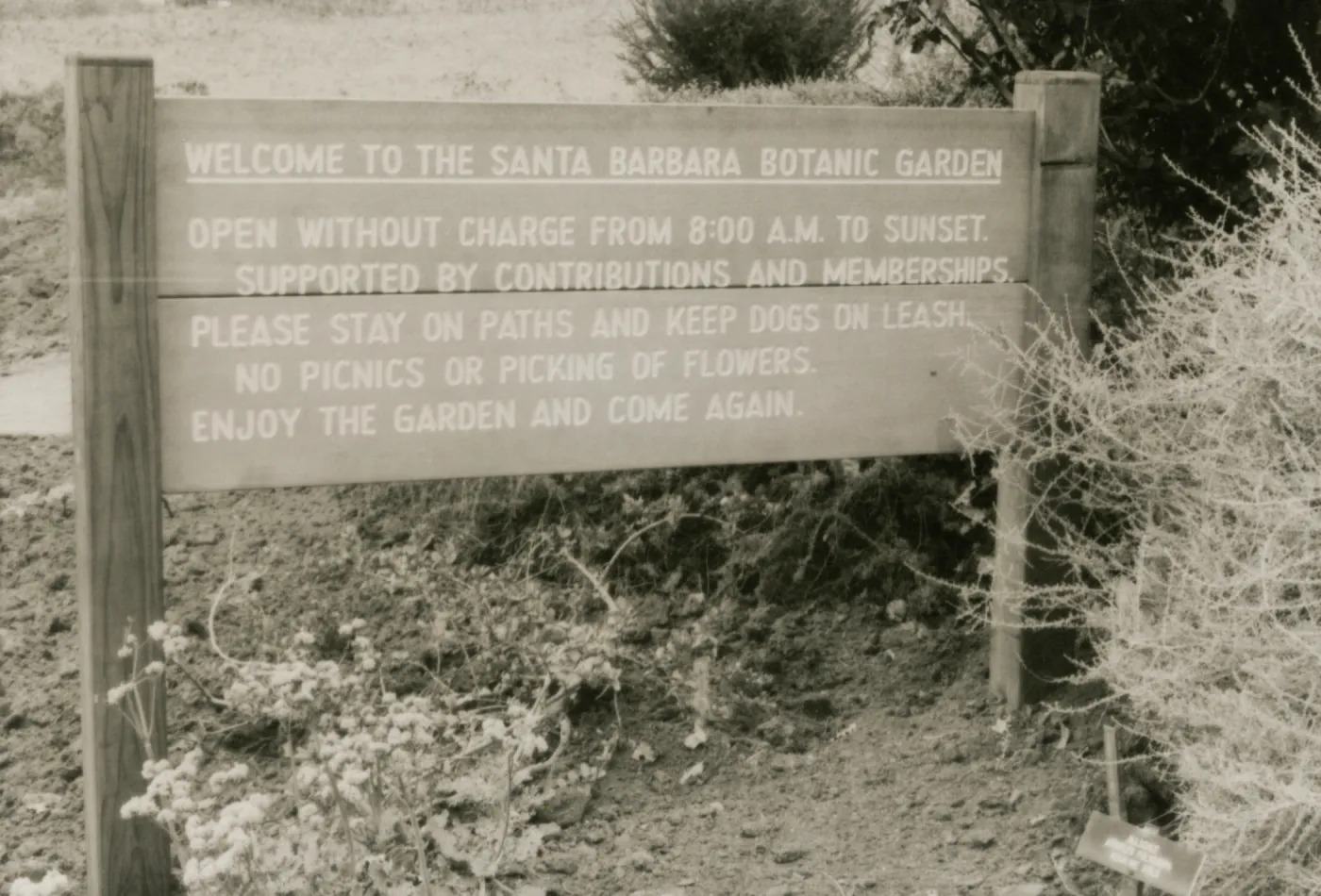 'Welcome to the Santa Barbara Botanic Garden' sign
