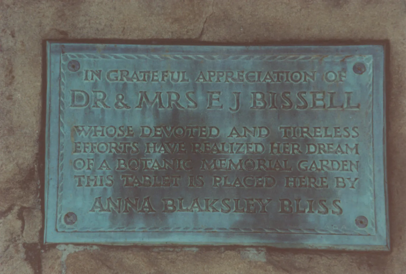 Bissell Plaque on Blaksley Boulder, 1941