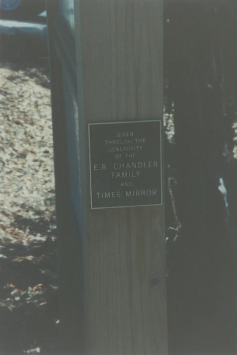Garden Entrance, sign, given by the E. R. Chandler family (removed)