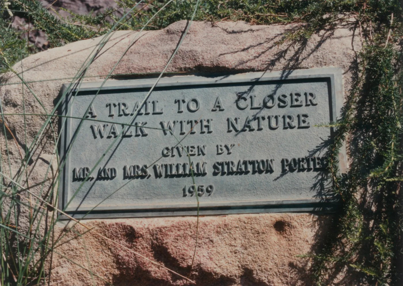 Porter Plaque, 1959, Porter Trail