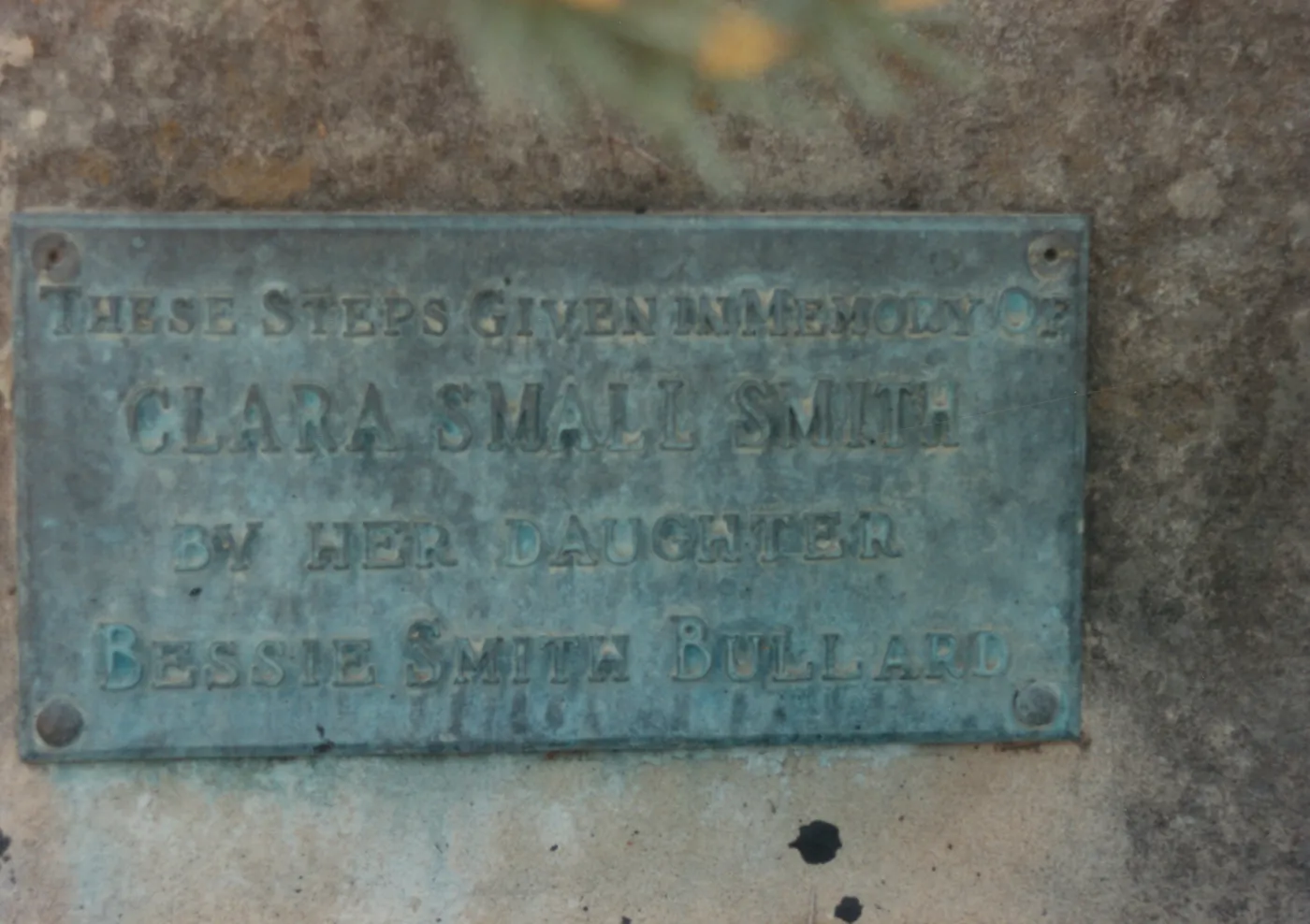 Clara Small Smith Plaque at Entrance Steps, 1946