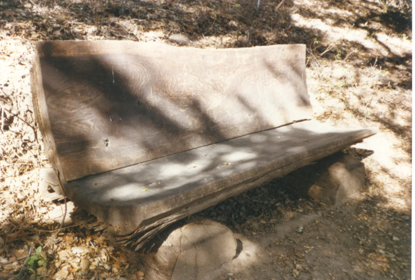 old wood bench in Island Section, (north of Vishanoff Bench, replaced by Rapp Bench)
