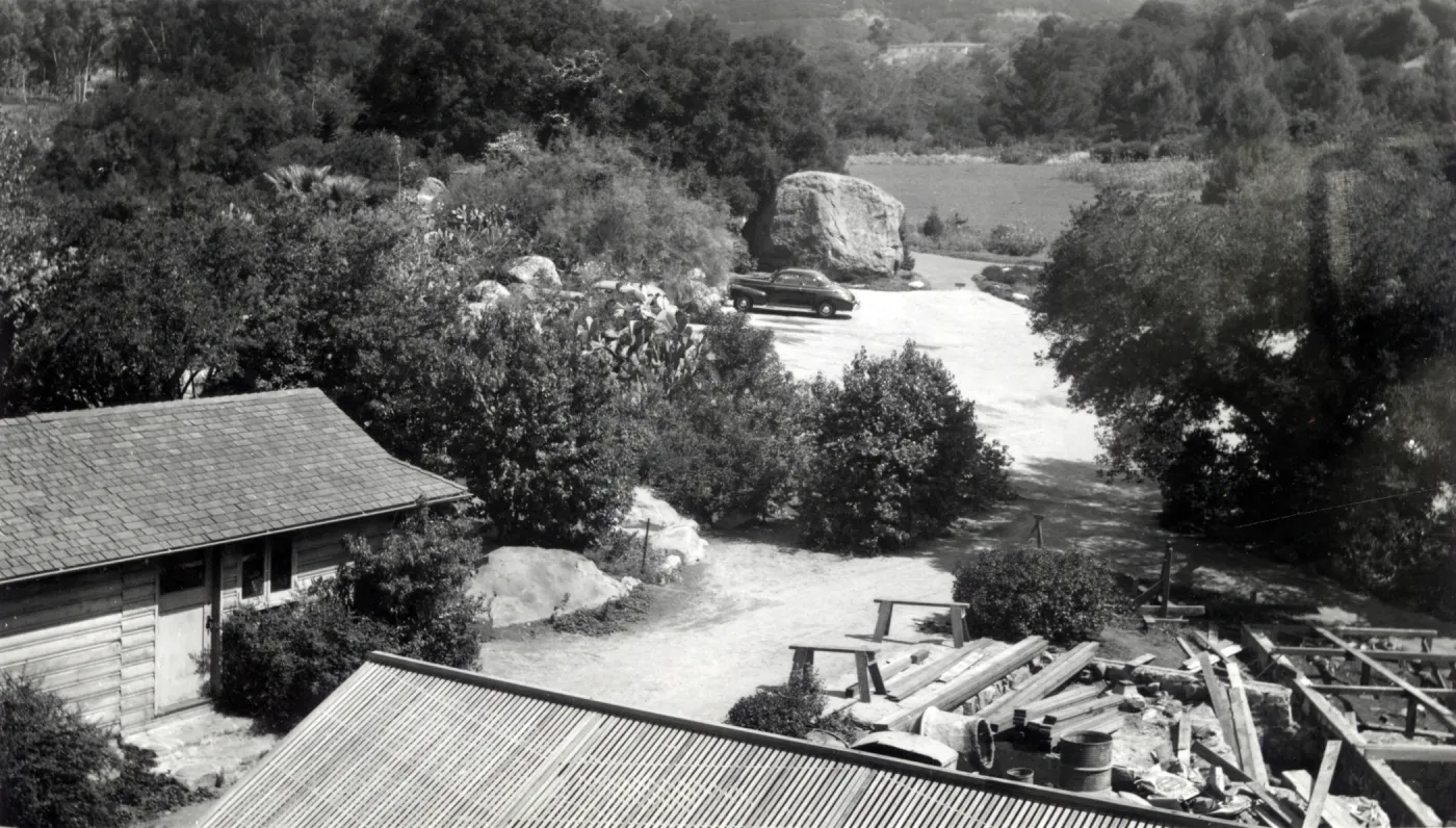 Meadow, Blaksley Boulder, Parking Lot, Caretakers Cottage, Lath House